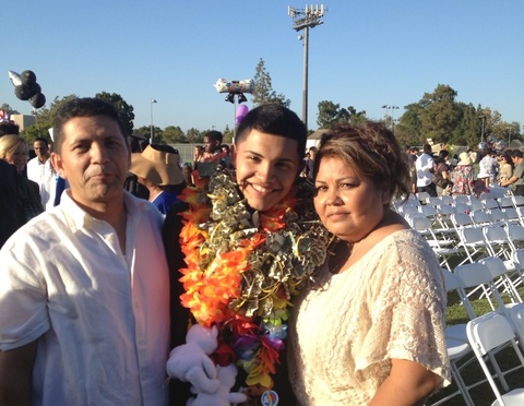 Eddie Ponce with his parents at Whitney High School Graduation