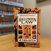 Book cover of Halloween Law displayed in the law library 