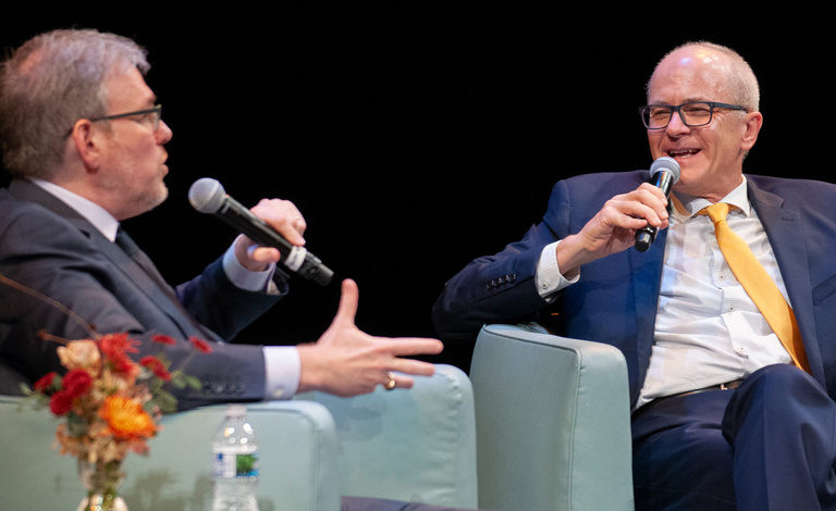 Bret Stephens talks at the 2025 fall Levitt Lecture