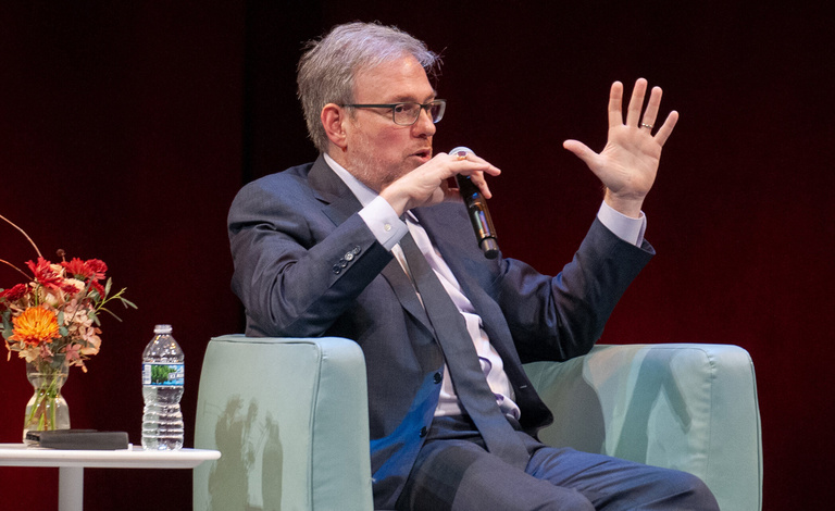 Bret Stephens talks at the 2025 fall Levitt Lecture