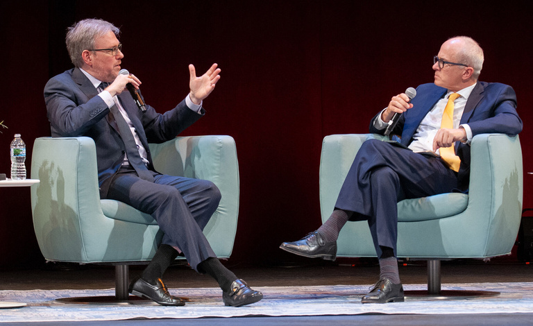 Bret Stephens talks at the 2025 fall Levitt Lecture