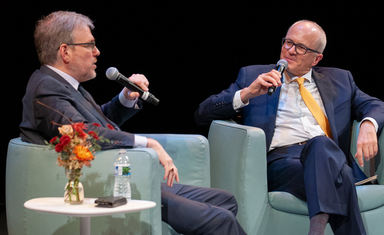 Bret Stephens talks at the 2025 fall Levitt Lecture