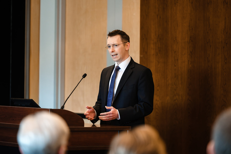 Professor Sean Sullivan speaks during the College of Law Investiture Ceremony