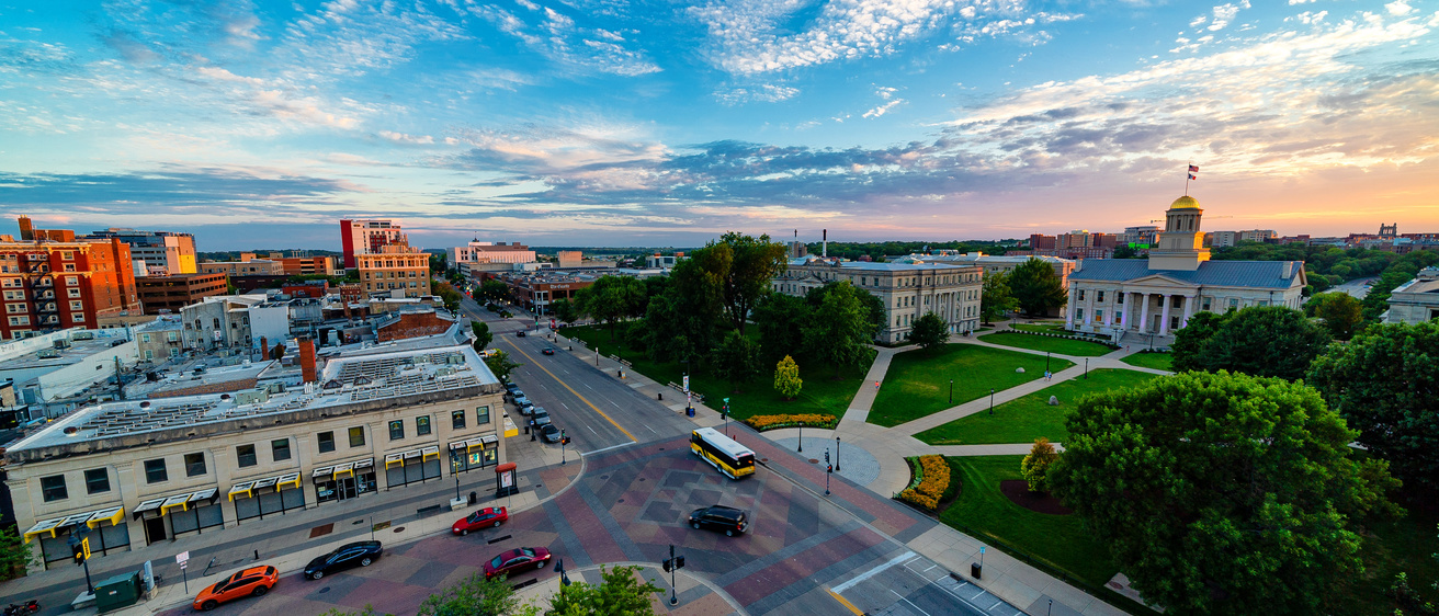 Sunset time lapse of Downtown Iowa City during the summer 