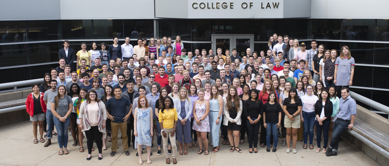 The Class of 2021 outside the front of the Boyd Law Building