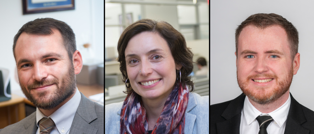 Professors Diamantis and Fisher-Page and Jonathan Molony headshots featured as DEI Award winners
