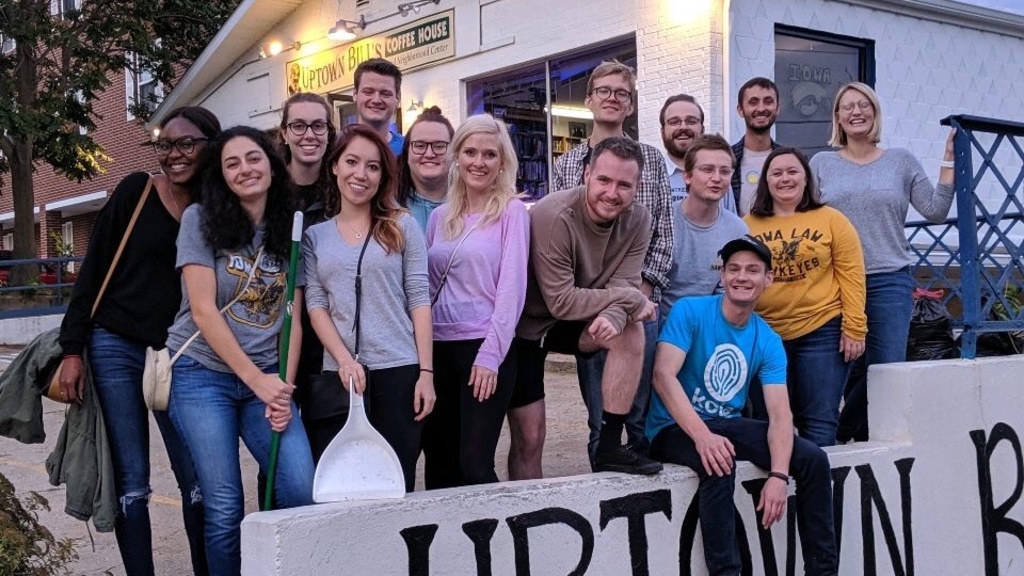 Members of the Citizen Lawyer Program outside of Uptown Bill's Coffee House 