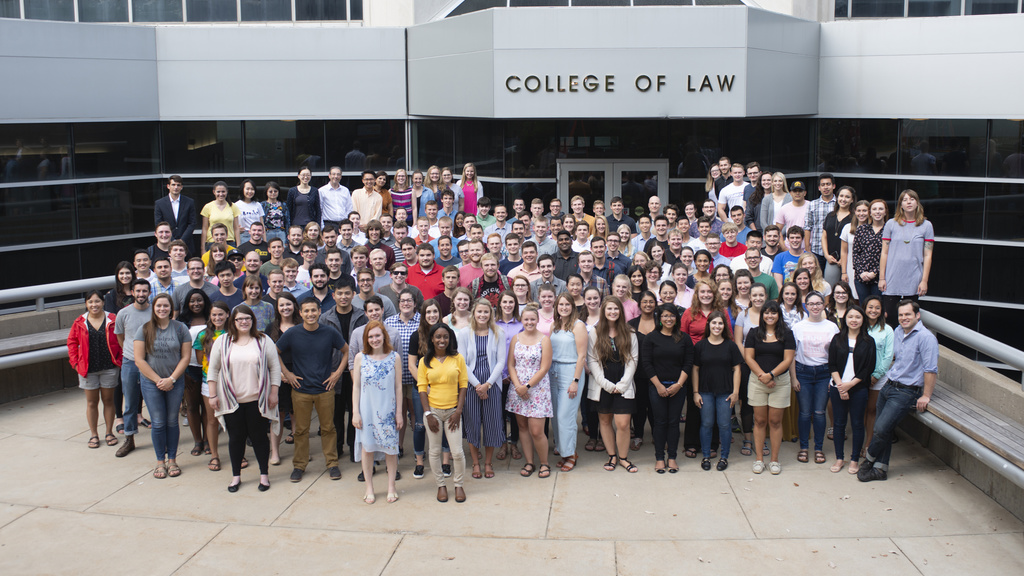 The Class of 2021 outside the front of the Boyd Law Building