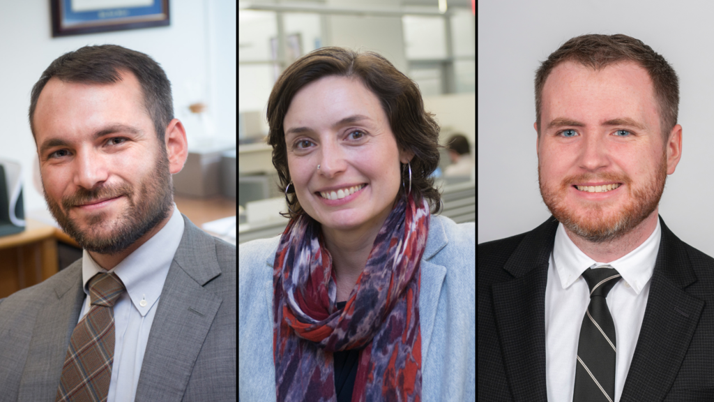Professors Diamantis and Fisher-Page and Jonathan Molony headshots featured as DEI Award winners